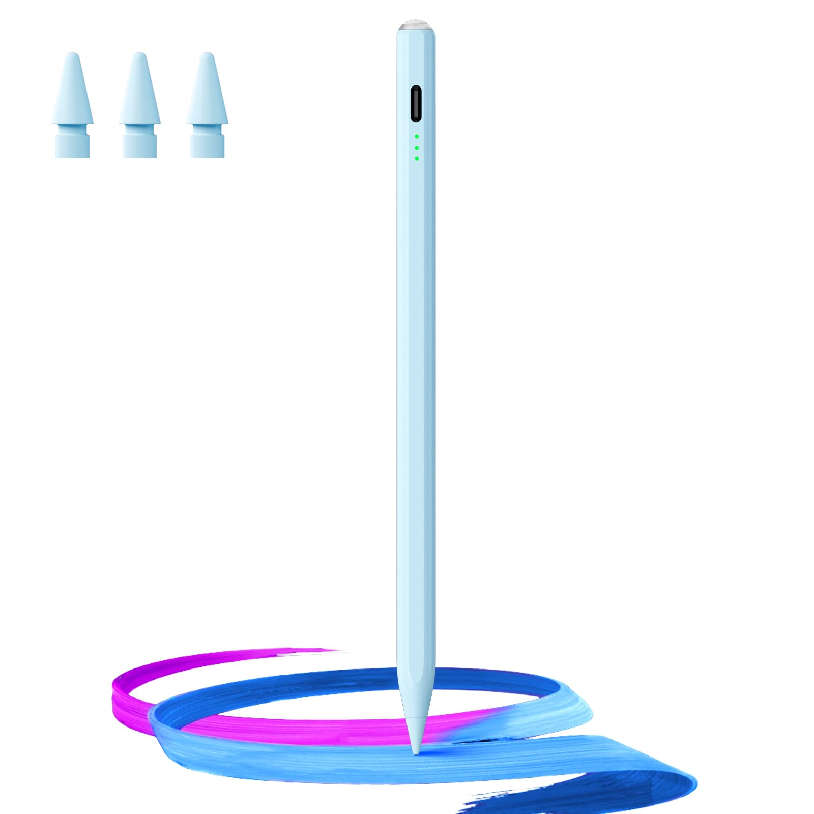 Stylus Pen for iPad(2018-2025)-13 Mins Fast Charge with Tilt Sensitivity & Palm Rejection for iPad 11/10/9/8/7/6th Gen, Air 7/6/5/4/3/M3/M2, Pro 13"/12.9"/11"/M4, Mini 7/6/5th, White