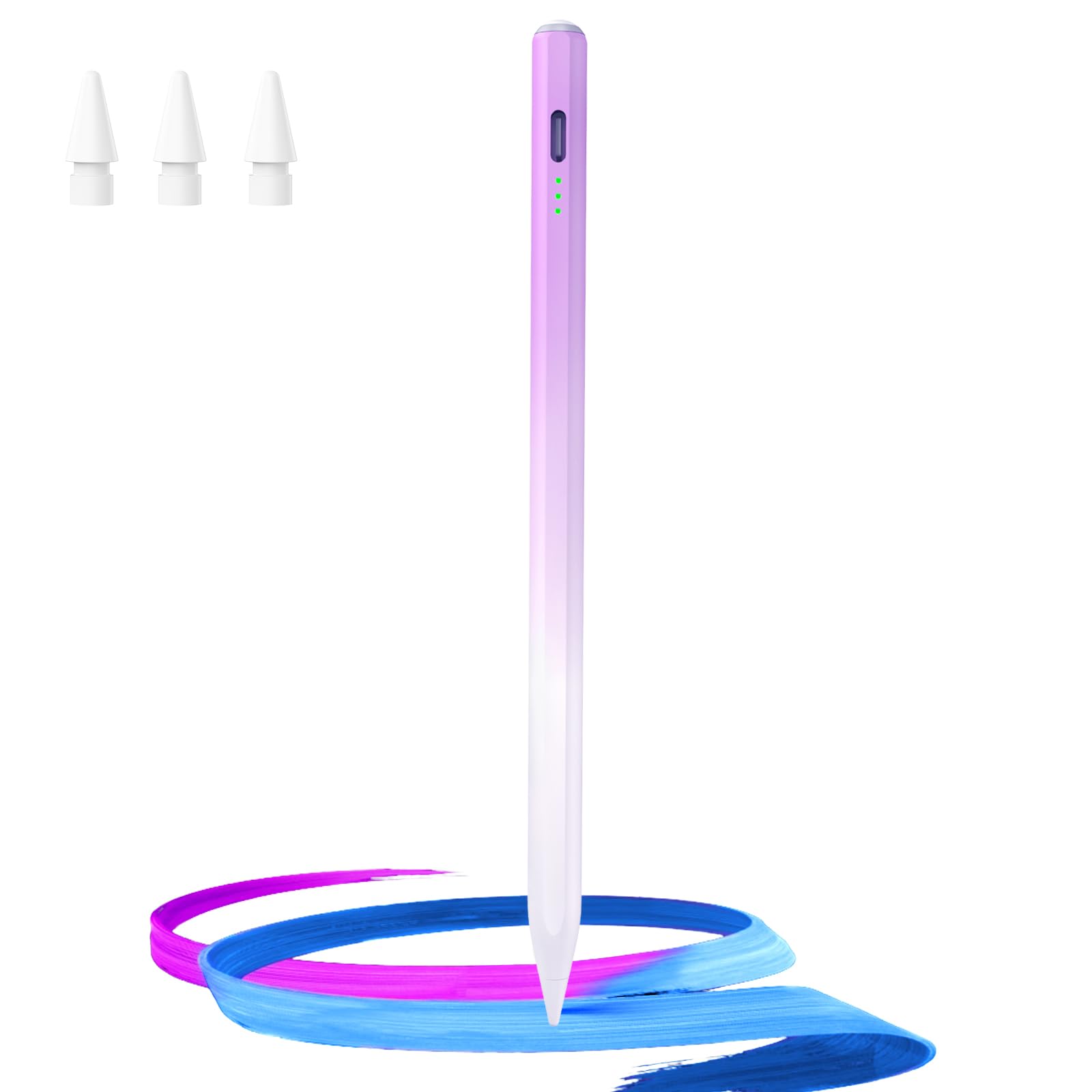 Stylus Pen for iPad(2018-2025)-13 Mins Fast Charge with Tilt Sensitivity & Palm Rejection for iPad 11/10/9/8/7/6th Gen, Air 7/6/5/4/3/M3/M2, Pro 13"/12.9"/11"/M4, Mini 7/6/5th, White