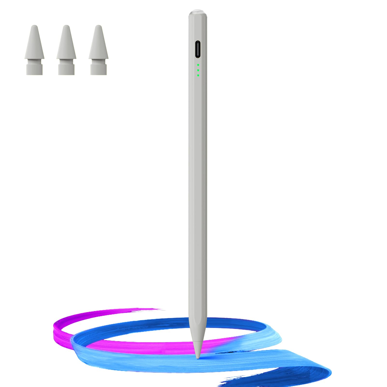 Stylus Pen for iPad(2018-2025)-13 Mins Fast Charge with Tilt Sensitivity & Palm Rejection for iPad 11/10/9/8/7/6th Gen, Air 7/6/5/4/3/M3/M2, Pro 13"/12.9"/11"/M4, Mini 7/6/5th, White