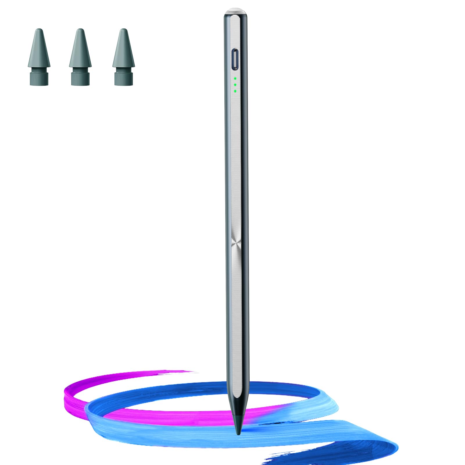 Stylus Pen for iPad(2018-2025)-13 Mins Fast Charge with Tilt Sensitivity & Palm Rejection for iPad 11/10/9/8/7/6th Gen, Air 7/6/5/4/3/M3/M2, Pro 13"/12.9"/11"/M4, Mini 7/6/5th, White