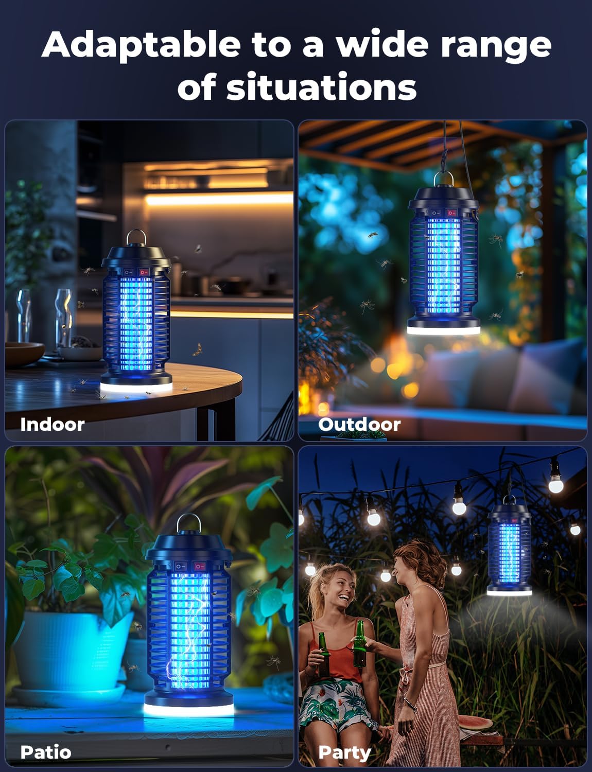 YISSVIC Bug Zapper Outdoor Indoor Waterproof Electric Mosquito Lamp Fly Zapper Killer Effective 4200V Plug in for Home Patio Office Courtyard