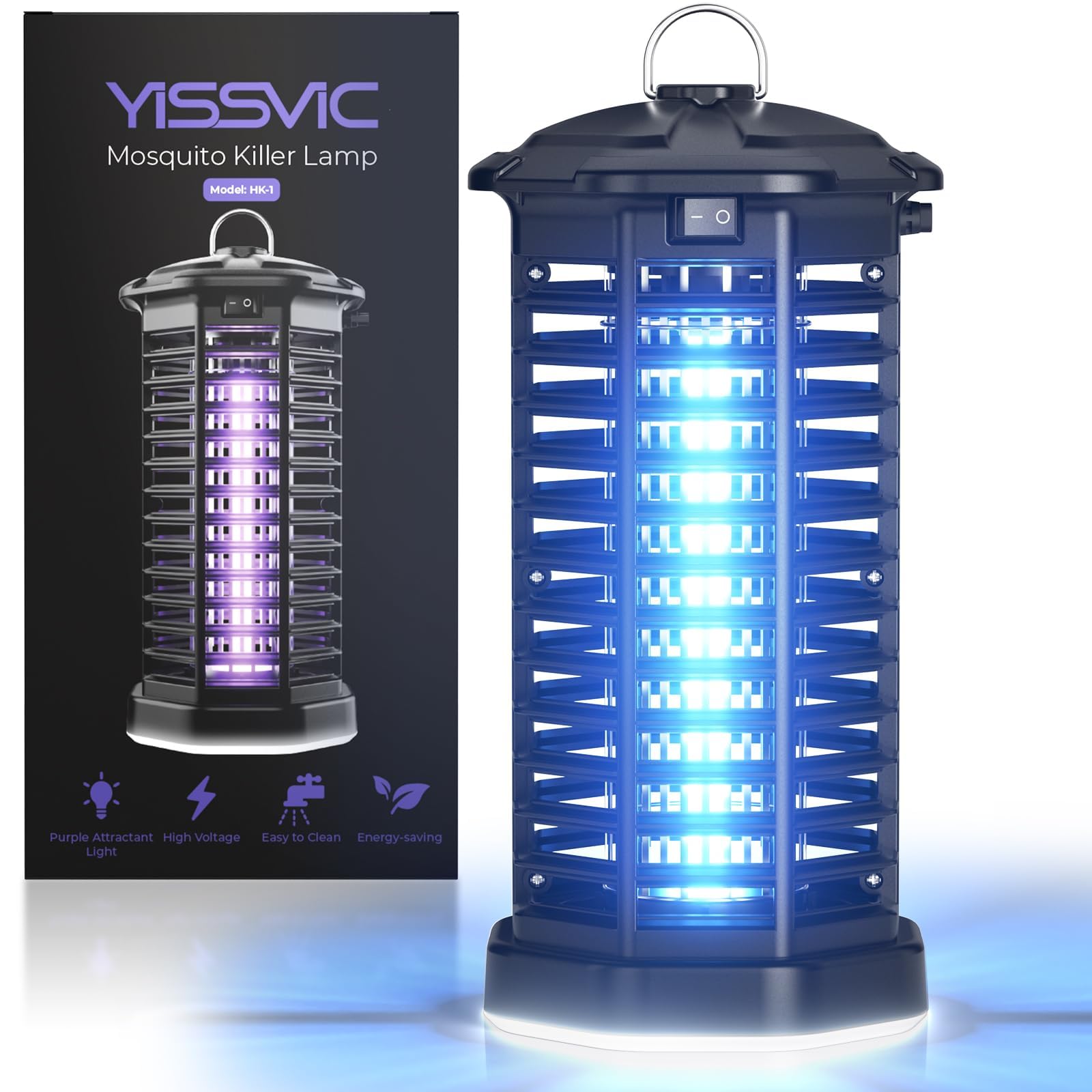 YISSVIC Bug Zapper Outdoor Indoor Waterproof Electric Mosquito Lamp Fly Zapper Killer Effective 4200V Plug in for Home Patio Office Courtyard