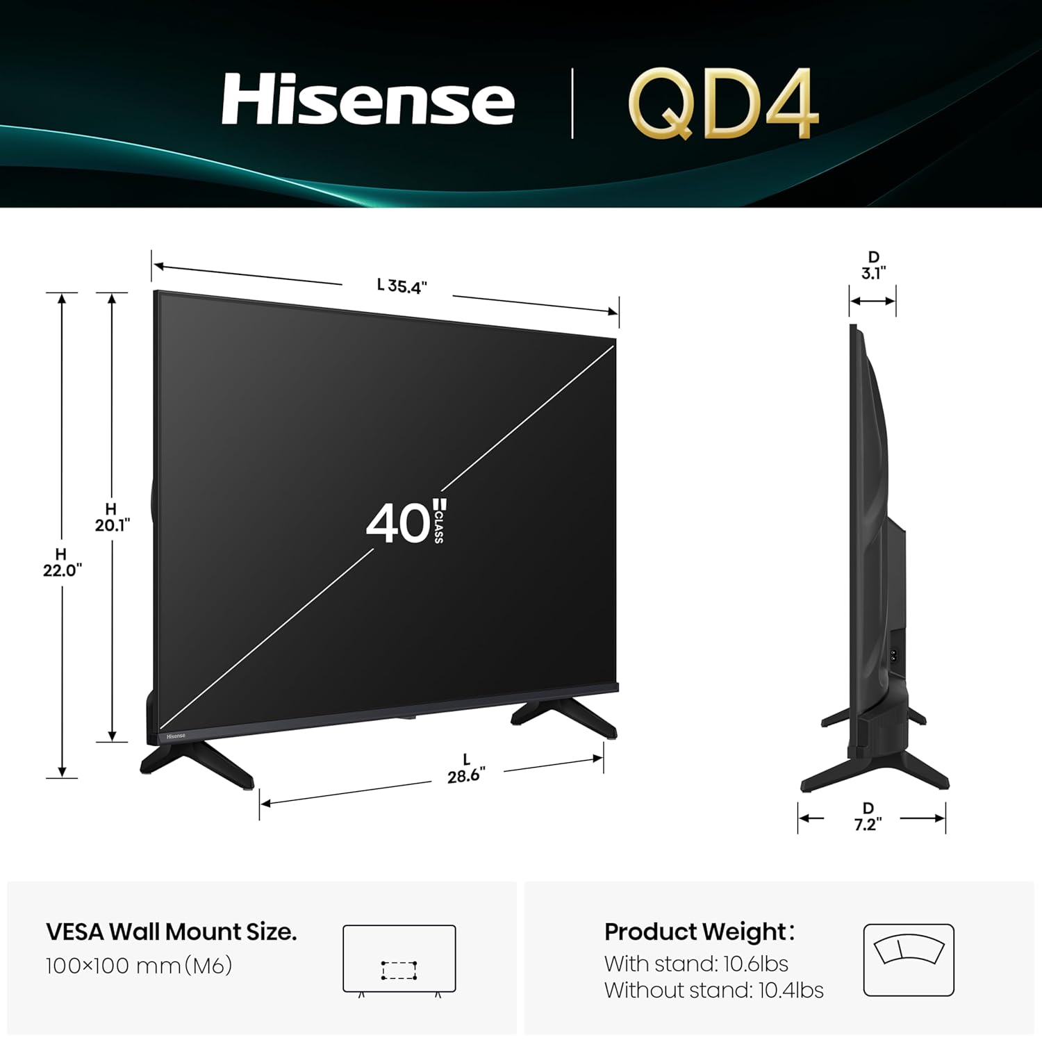 Hisense 40-Inch Class QD4 Series Hi-QLED FHD Smart Fire TV (40QD4QF, 2025 Model) - Quantum Dot Color, DTS Virtual: X, Alexa Built in, Slim Bezel Design